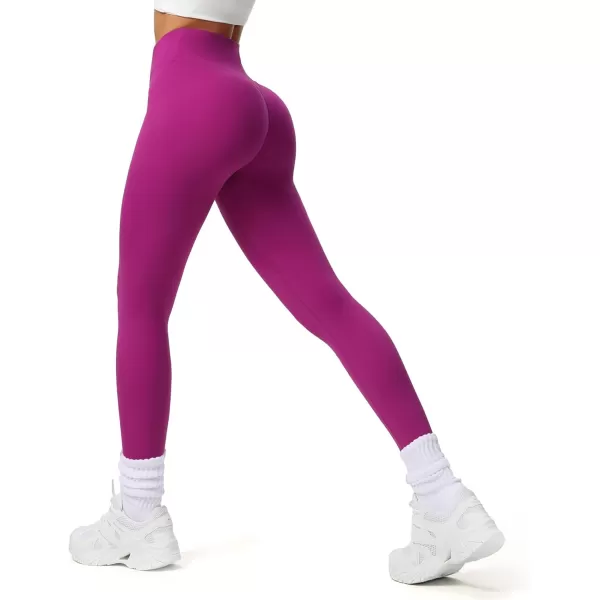 Aoxjox Workout Leggings for Women Tummy Control Athletic Gym Running Vanity V Waist Hidden Scrunch Yoga Pants 26quotPurple