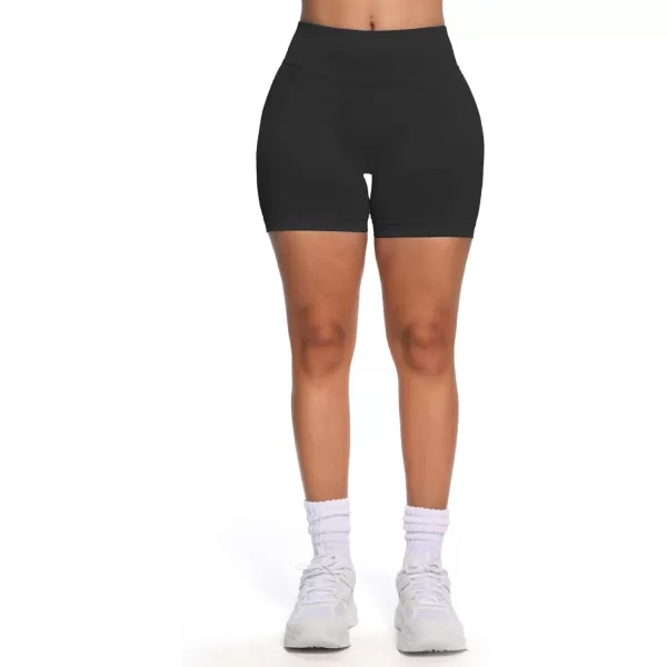Womens Impact Seamless Workout Shorts Hidden Scrunch Butt Lifting Low Waist Gym ShortsBlack