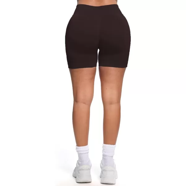 Womens Impact Seamless Workout Shorts Hidden Scrunch Butt Lifting Low Waist Gym ShortsDandelion Brown