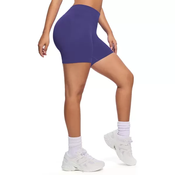 Womens Impact Seamless Workout Shorts Hidden Scrunch Butt Lifting Low Waist Gym ShortsDark Indigo