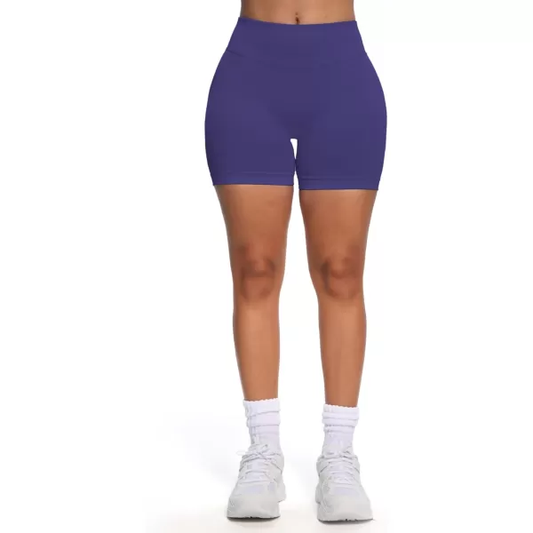 Womens Impact Seamless Workout Shorts Hidden Scrunch Butt Lifting Low Waist Gym ShortsDark Indigo