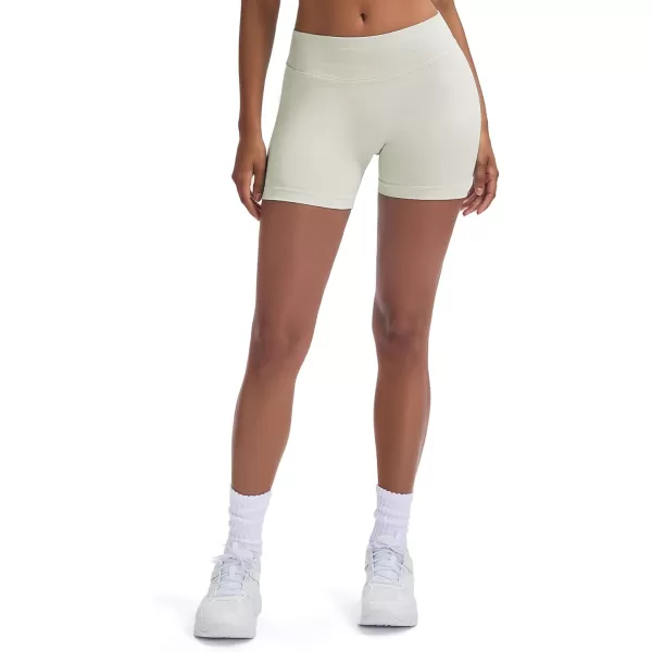 Womens Impact Seamless Workout Shorts Hidden Scrunch Butt Lifting Low Waist Gym ShortsFeather Beige