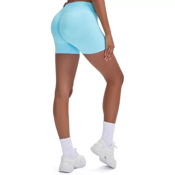 Womens Impact Seamless Workout Shorts Hidden Scrunch Butt Lifting Low Waist Gym ShortsIce Blue