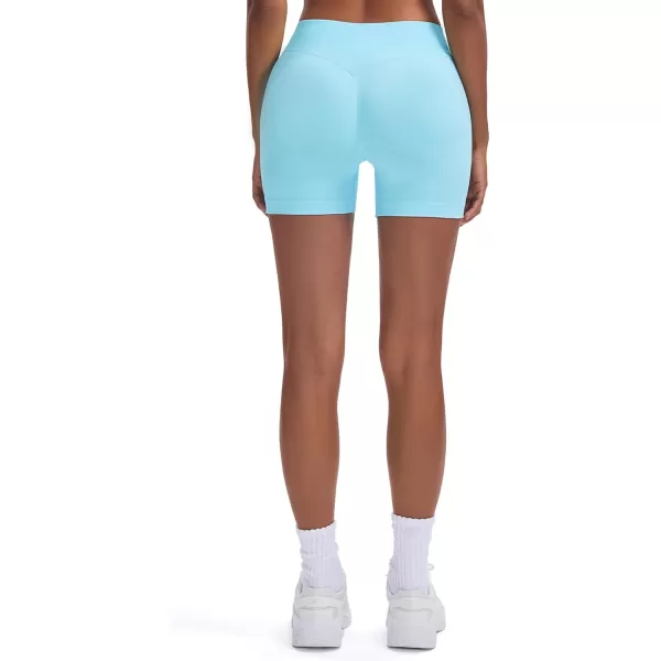 Womens Impact Seamless Workout Shorts Hidden Scrunch Butt Lifting Low Waist Gym ShortsIce Blue