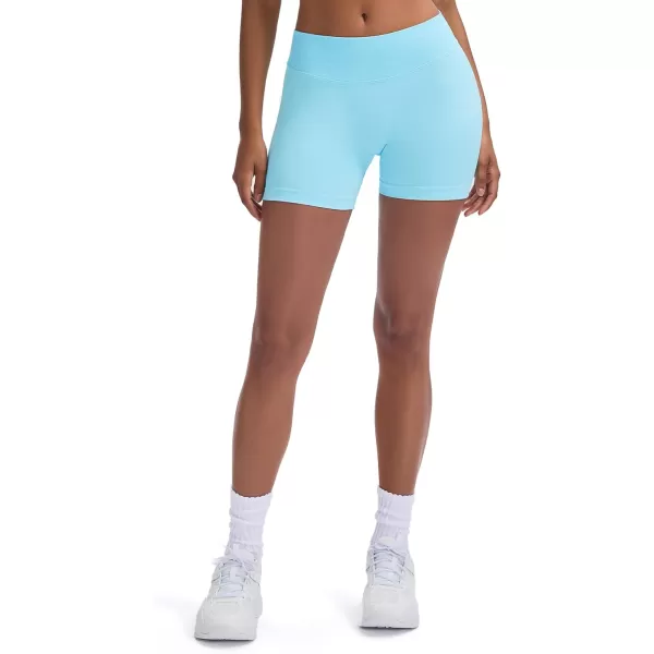 Womens Impact Seamless Workout Shorts Hidden Scrunch Butt Lifting Low Waist Gym ShortsIce Blue