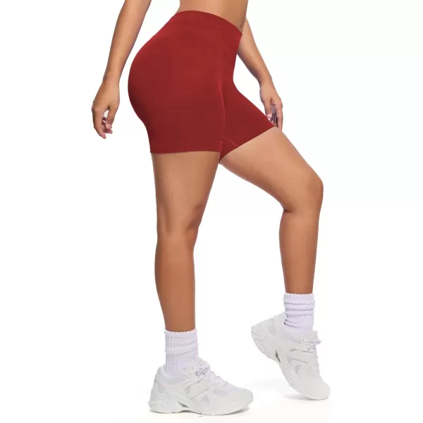 Womens Impact Seamless Workout Shorts Hidden Scrunch Butt Lifting Low Waist Gym ShortsScarlett Red