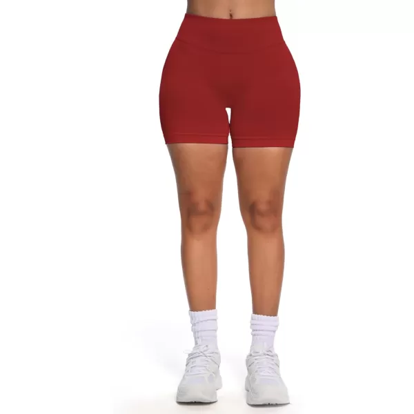 Womens Impact Seamless Workout Shorts Hidden Scrunch Butt Lifting Low Waist Gym ShortsScarlett Red
