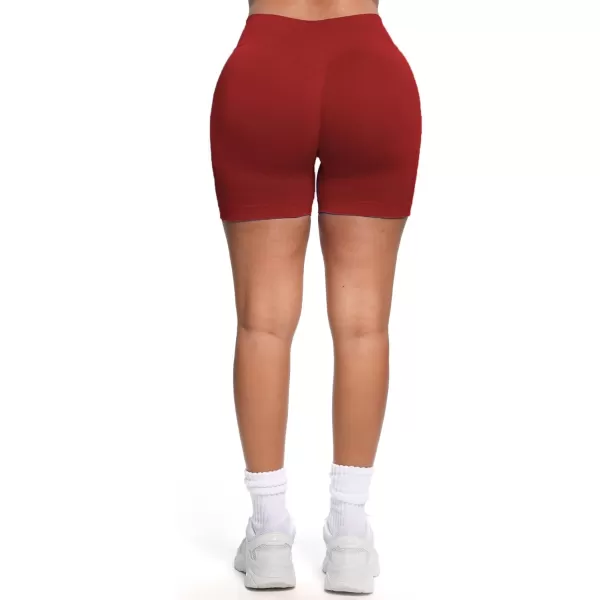 Womens Impact Seamless Workout Shorts Hidden Scrunch Butt Lifting Low Waist Gym ShortsScarlett Red