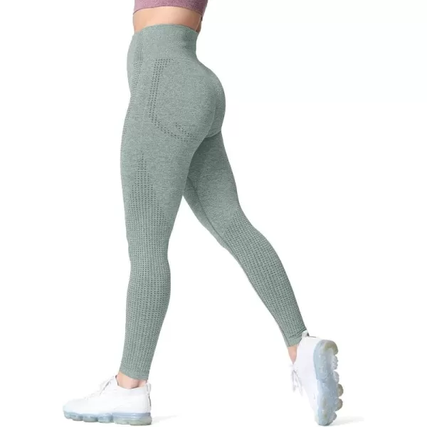 Aoxjox Womens High Waist Workout Gym Vital Seamless Leggings Yoga Pants 24Khaki Marl