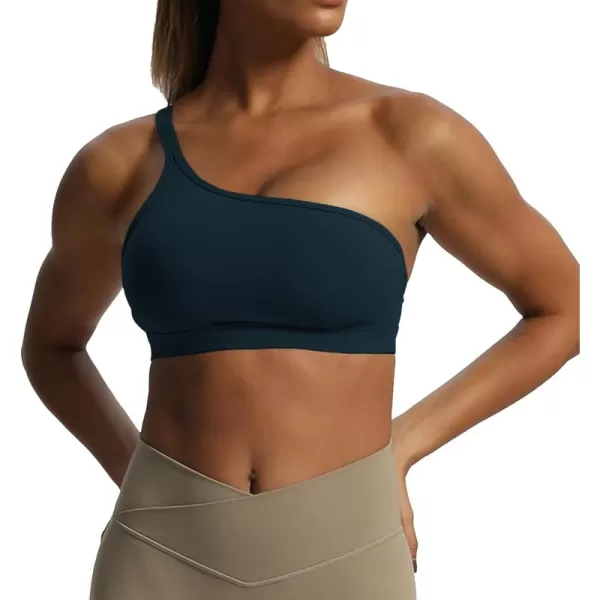 Aoxjox Womens Workout Sports Bras One Shoulder Astoria Asymmetrical Bra Fitness Training Gym Yoga Crop Tank TopBlueberry