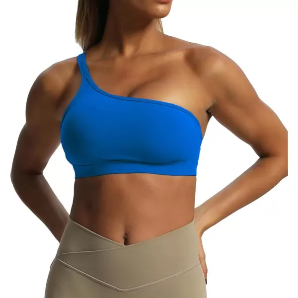 Aoxjox Womens Workout Sports Bras One Shoulder Astoria Asymmetrical Bra Fitness Training Gym Yoga Crop Tank TopDirectoire Blue