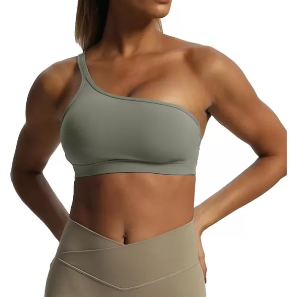 Aoxjox Womens Workout Sports Bras One Shoulder Astoria Asymmetrical Bra Fitness Training Gym Yoga Crop Tank TopGrey