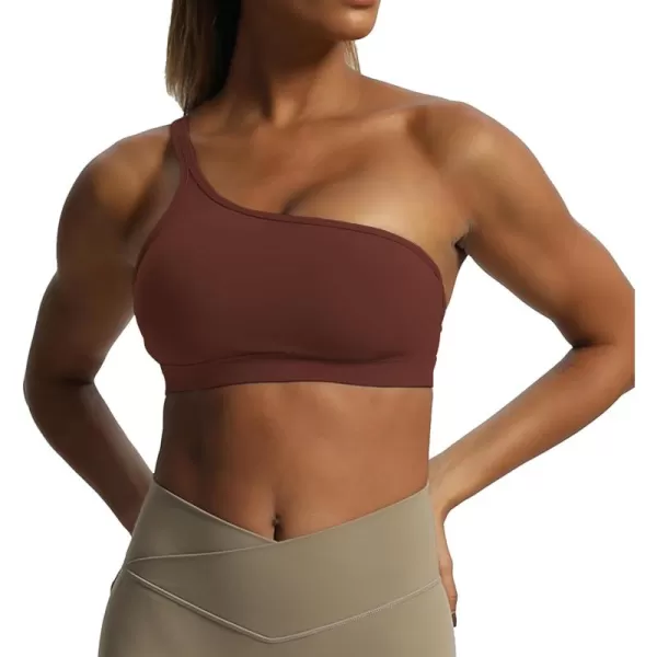 Aoxjox Womens Workout Sports Bras One Shoulder Astoria Asymmetrical Bra Fitness Training Gym Yoga Crop Tank TopRum Raisin