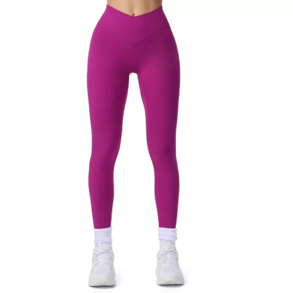 Aoxjox Workout Leggings for Women Tummy Control Athletic Gym Running Vanity V Waist Hidden Scrunch Yoga Pants 26quotPurple