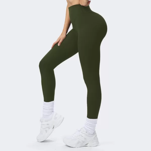 Aoxjox High Waisted Workout Breeze Leggings for Women Tummy Control Buttery Soft Yoga PantsOlive Green Size Down If in Between