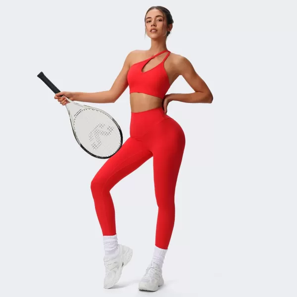 Aoxjox High Waisted Workout Breeze Leggings for Women Tummy Control Buttery Soft Yoga PantsRacing Red Size Down If in Between