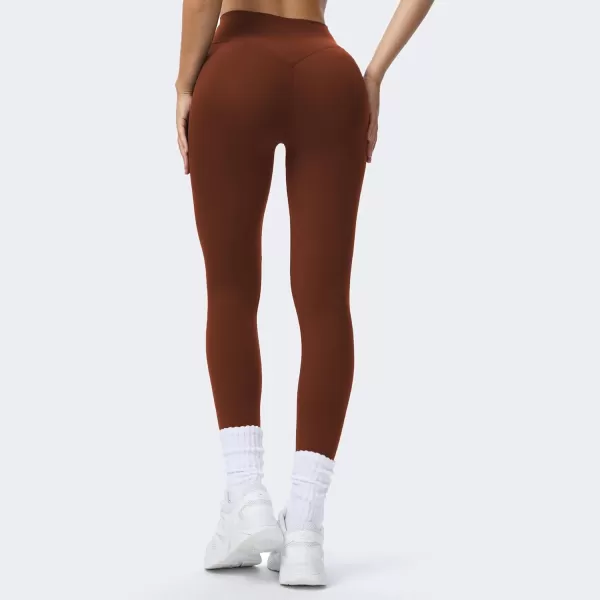Aoxjox High Waisted Workout Breeze Leggings for Women Tummy Control Buttery Soft Yoga PantsRum Raisin Size Down If in Between