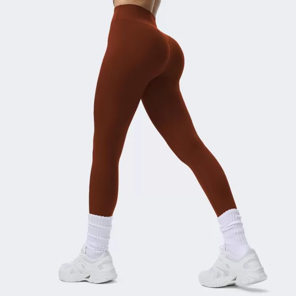Aoxjox High Waisted Workout Breeze Leggings for Women Tummy Control Buttery Soft Yoga PantsRum Raisin Size Down If in Between