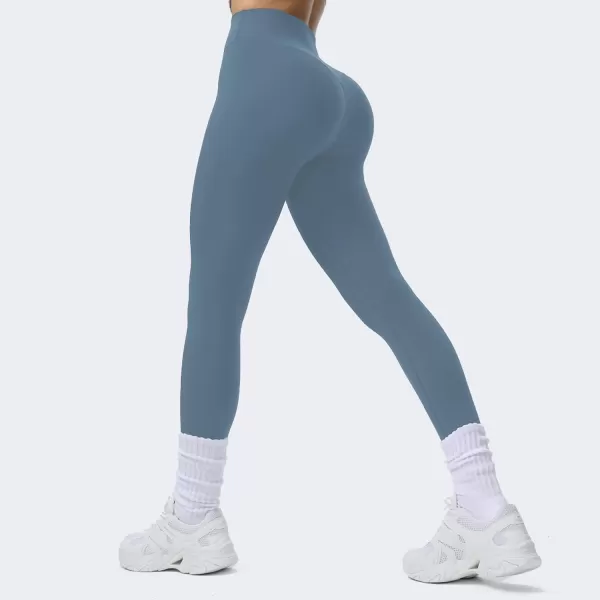 Aoxjox High Waisted Workout Breeze Leggings for Women Tummy Control Buttery Soft Yoga PantsSteel Blue Size Down If in Between