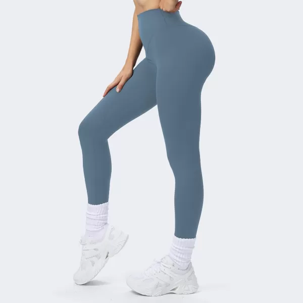 Aoxjox High Waisted Workout Breeze Leggings for Women Tummy Control Buttery Soft Yoga PantsSteel Blue Size Down If in Between