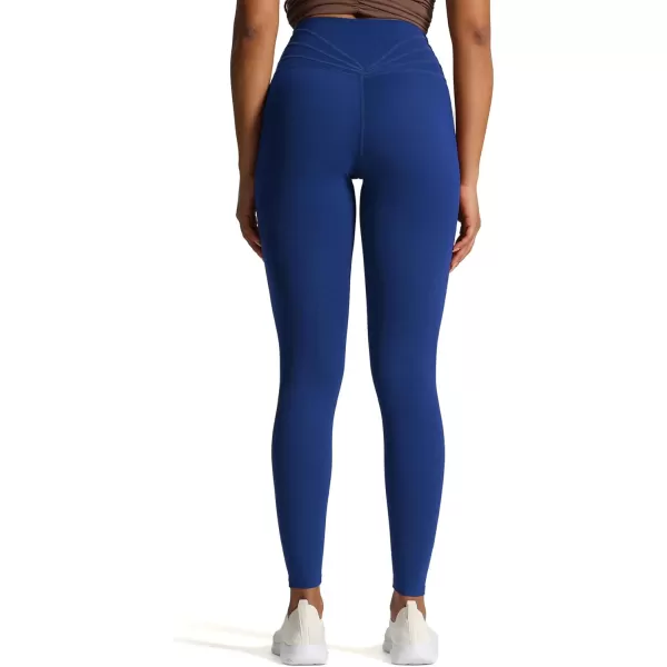 Aoxjox High Waisted Workout Leggings for Women CrossWaist Crossover Tummy Control Trinity Buttery Soft Yoga Pants 26quotBellwether Blue