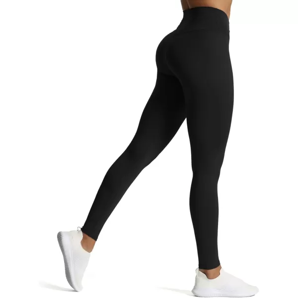 Aoxjox High Waisted Workout Leggings for Women CrossWaist Crossover Tummy Control Trinity Buttery Soft Yoga Pants 26quotBlack