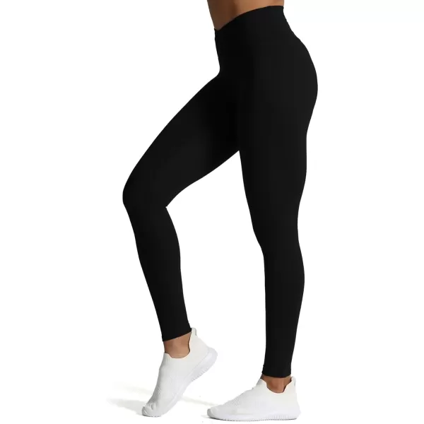 Aoxjox High Waisted Workout Leggings for Women CrossWaist Crossover Tummy Control Trinity Buttery Soft Yoga Pants 26quotBlack