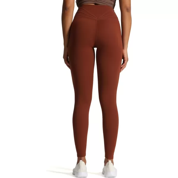 Aoxjox High Waisted Workout Leggings for Women CrossWaist Crossover Tummy Control Trinity Buttery Soft Yoga Pants 26quotCherry Mahogany