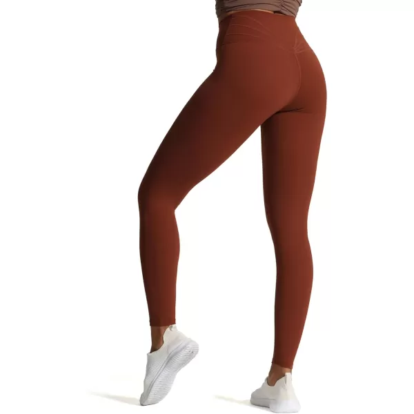 Aoxjox High Waisted Workout Leggings for Women CrossWaist Crossover Tummy Control Trinity Buttery Soft Yoga Pants 26quotCherry Mahogany