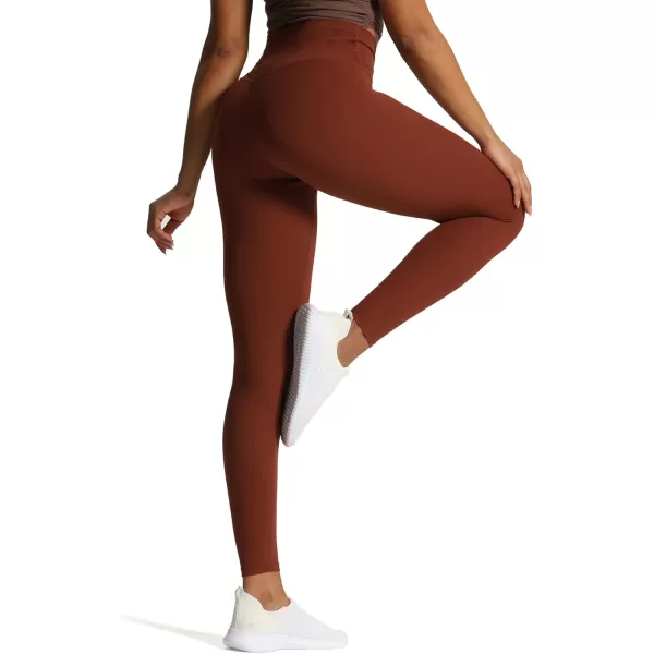 Aoxjox High Waisted Workout Leggings for Women CrossWaist Crossover Tummy Control Trinity Buttery Soft Yoga Pants 26quotCherry Mahogany
