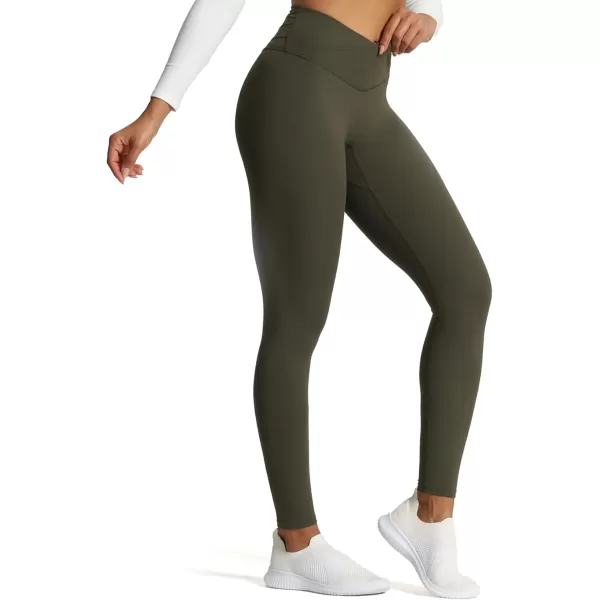 Aoxjox High Waisted Workout Leggings for Women CrossWaist Crossover Tummy Control Trinity Buttery Soft Yoga Pants 26quotOlive Green