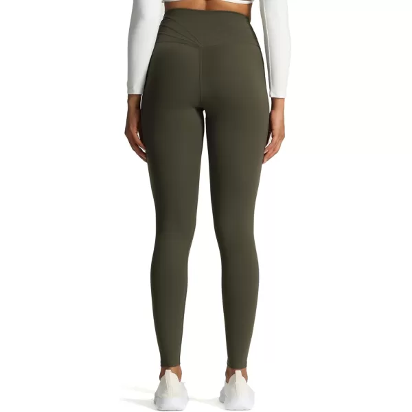 Aoxjox High Waisted Workout Leggings for Women CrossWaist Crossover Tummy Control Trinity Buttery Soft Yoga Pants 26quotOlive Green