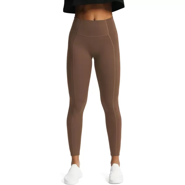 Aoxjox High Waisted Workout Leggings for Women GEO Compression Tummy Control Gym Buttery Soft Yoga Pants 27quotFudge Coffee
