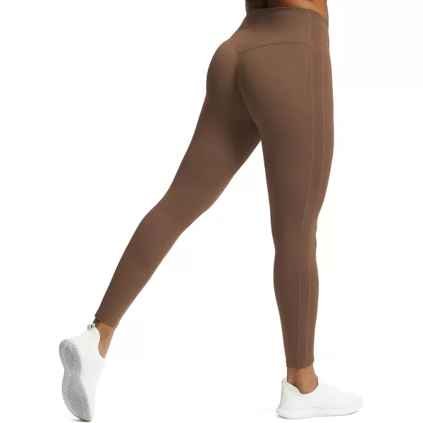 Aoxjox High Waisted Workout Leggings for Women GEO Compression Tummy Control Gym Buttery Soft Yoga Pants 27quotFudge Coffee