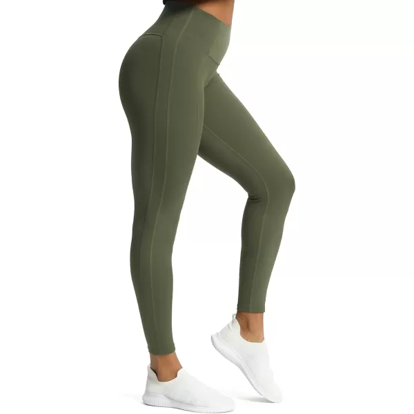 Aoxjox High Waisted Workout Leggings for Women GEO Compression Tummy Control Gym Buttery Soft Yoga Pants 27quotOlive Green