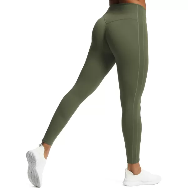 Aoxjox High Waisted Workout Leggings for Women GEO Compression Tummy Control Gym Buttery Soft Yoga Pants 27quotOlive Green