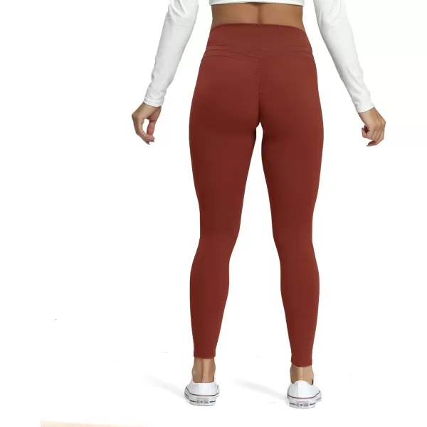 Aoxjox High Waisted Workout Leggings for Women Scrunch Tummy Control Luna Buttery Soft Yoga Pants 26quotCherry Mahogany