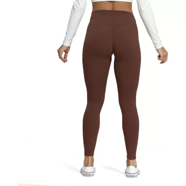 Aoxjox High Waisted Workout Leggings for Women Scrunch Tummy Control Luna Buttery Soft Yoga Pants 26quotDark Brown