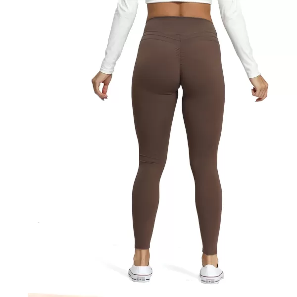 Aoxjox High Waisted Workout Leggings for Women Scrunch Tummy Control Luna Buttery Soft Yoga Pants 26quotFudge Coffee