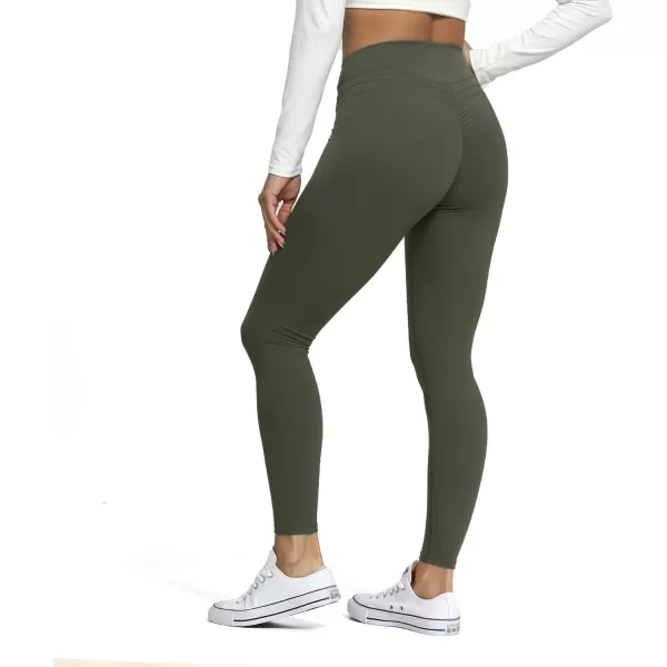 Aoxjox High Waisted Workout Leggings for Women Scrunch Tummy Control Luna Buttery Soft Yoga Pants 26quotOlive Green