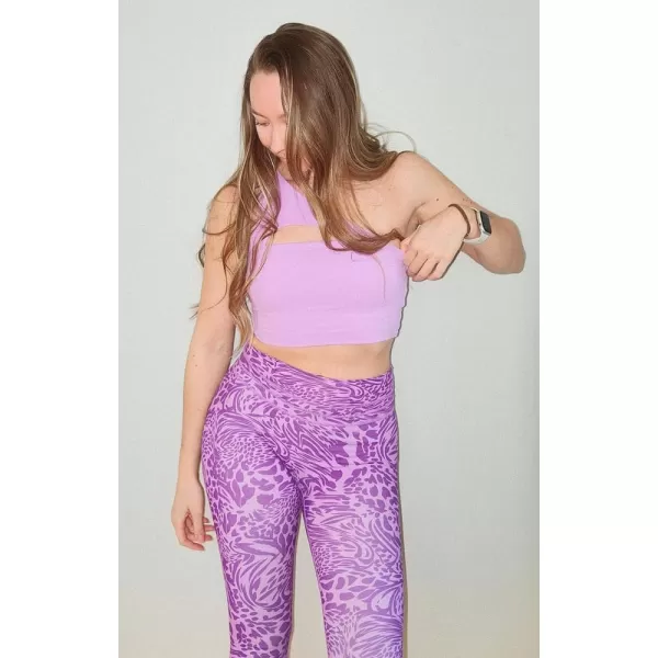 Aoxjox High Waisted Workout Leggings for Women Scrunch Tummy Control Luna Buttery Soft Yoga Pants 26quotPurple Leaf Print