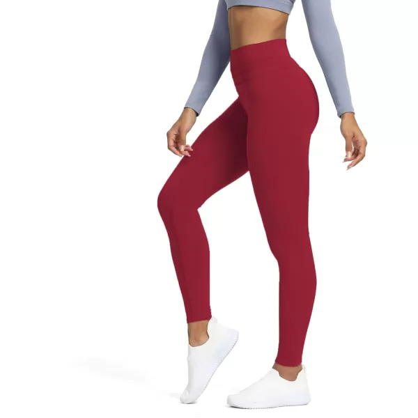 Aoxjox High Waisted Workout Leggings for Women Scrunch Tummy Control Luna Buttery Soft Yoga Pants 26quotRumba Red