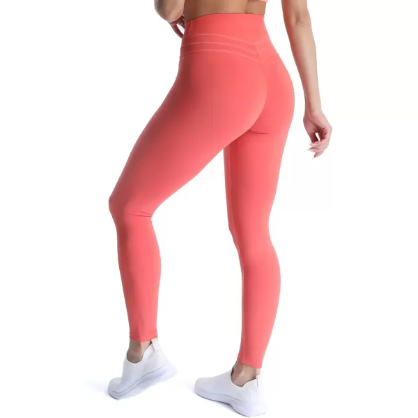 Aoxjox High Waisted Workout Leggings for Women Scrunch Tummy Control Luna Buttery Soft Yoga Pants 26quotSpiced Coral