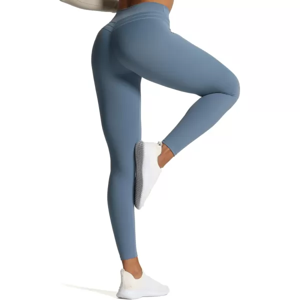 Aoxjox High Waisted Workout Leggings for Women Scrunch Tummy Control Luna Buttery Soft Yoga Pants 26quotSteel Blue