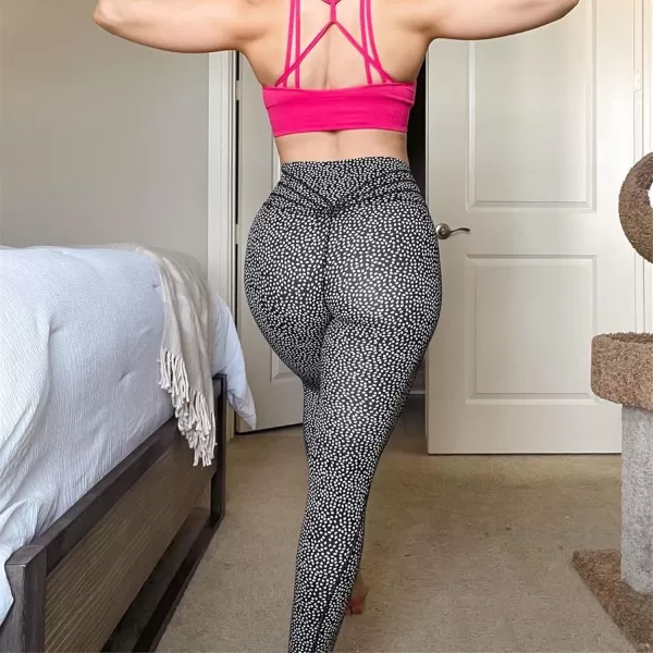 Aoxjox High Waisted Workout Leggings for Women Trinity Yoga Pants 265quotBlack Dot Print