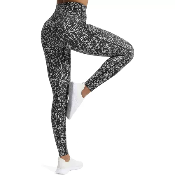 Aoxjox High Waisted Workout Leggings for Women Trinity Yoga Pants 265quotBlack Dot Print