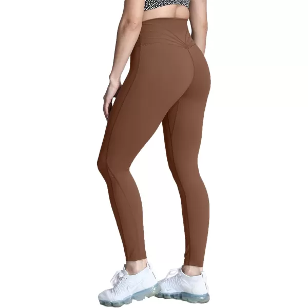 Aoxjox High Waisted Workout Leggings for Women Trinity Yoga Pants 265quotDandelion Brown