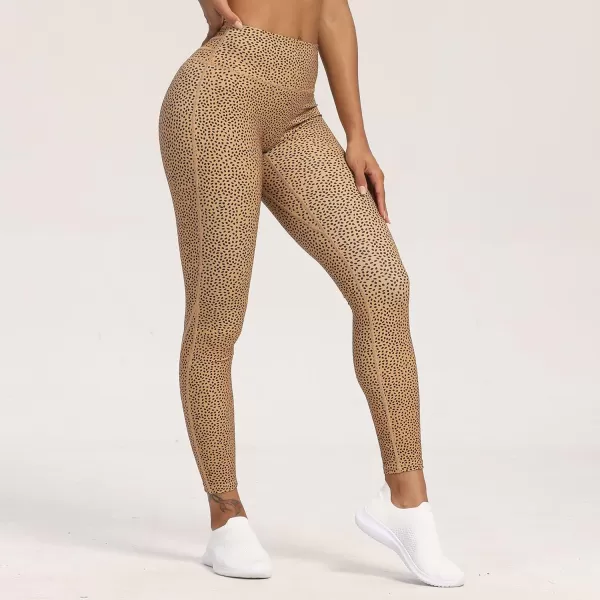 Aoxjox High Waisted Workout Leggings for Women Trinity Yoga Pants 265quotIced Coffee Dot Print