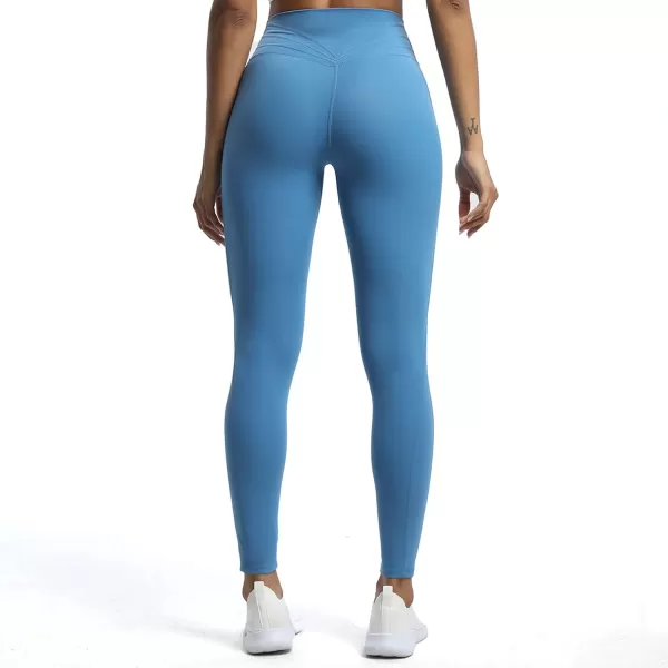 Aoxjox High Waisted Workout Leggings for Women Trinity Yoga Pants 265quotMykonos Blue