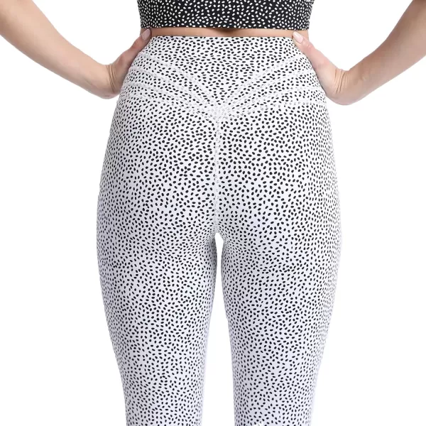 Aoxjox High Waisted Workout Leggings for Women Trinity Yoga Pants 265quotWhite Dot Print